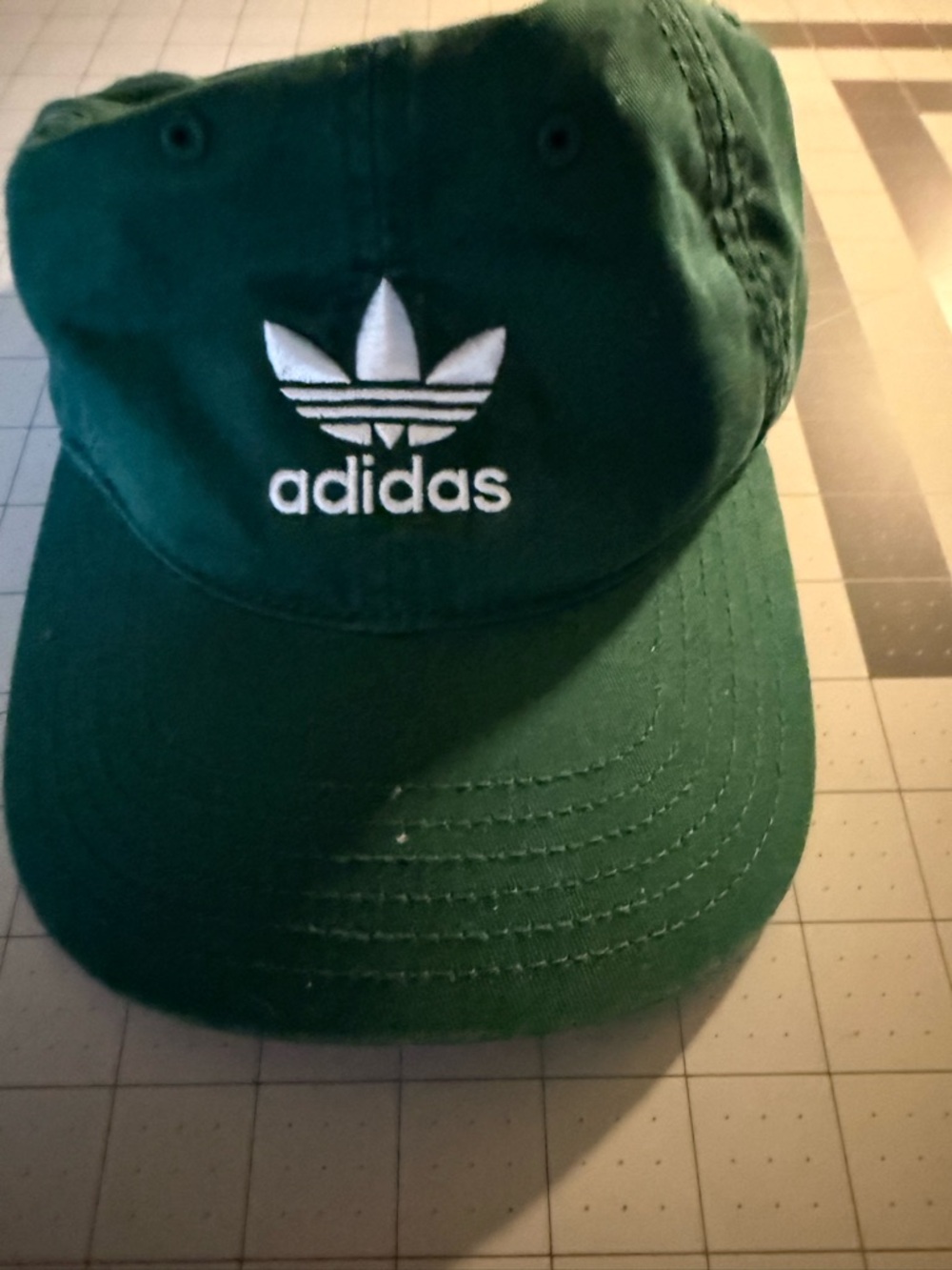 adidas Two-Tone Trefoil Strapback Cap in Green and Gray